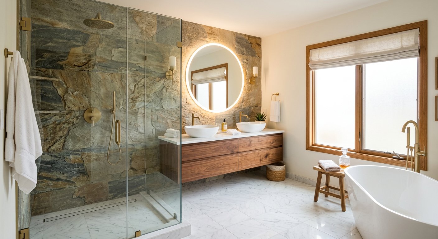 Remodeled spa-style bathroom